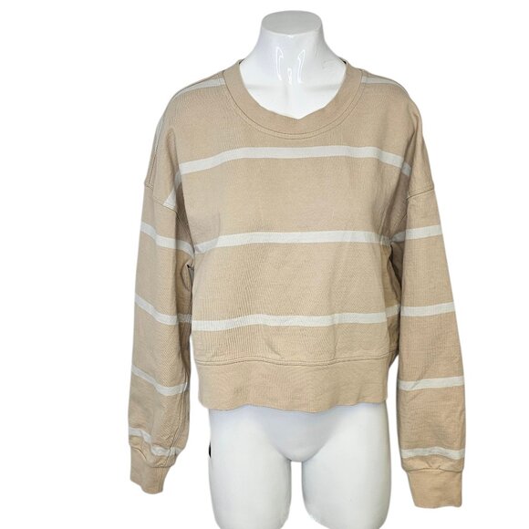 Lululemon Perfectly Oversized Cropped Crew Neck Sweater, Striped - Picture 1 of 6